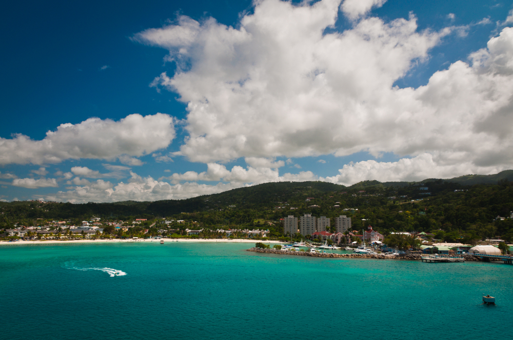 Aerial view of coastline in Kingston, Jamaica