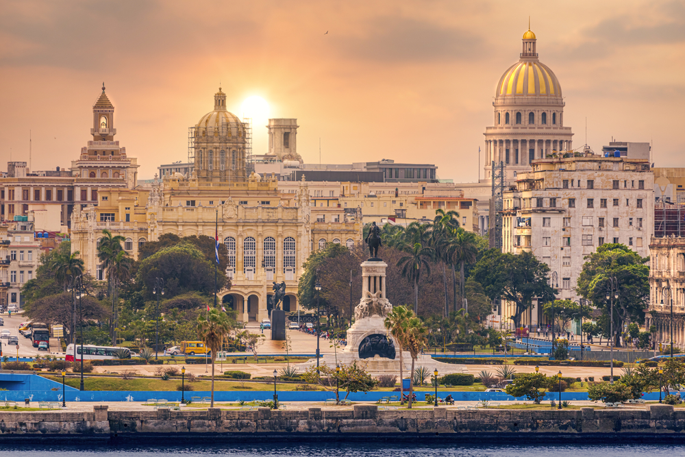Sunset in Old Havana with a view of the Capitol building - Cuba