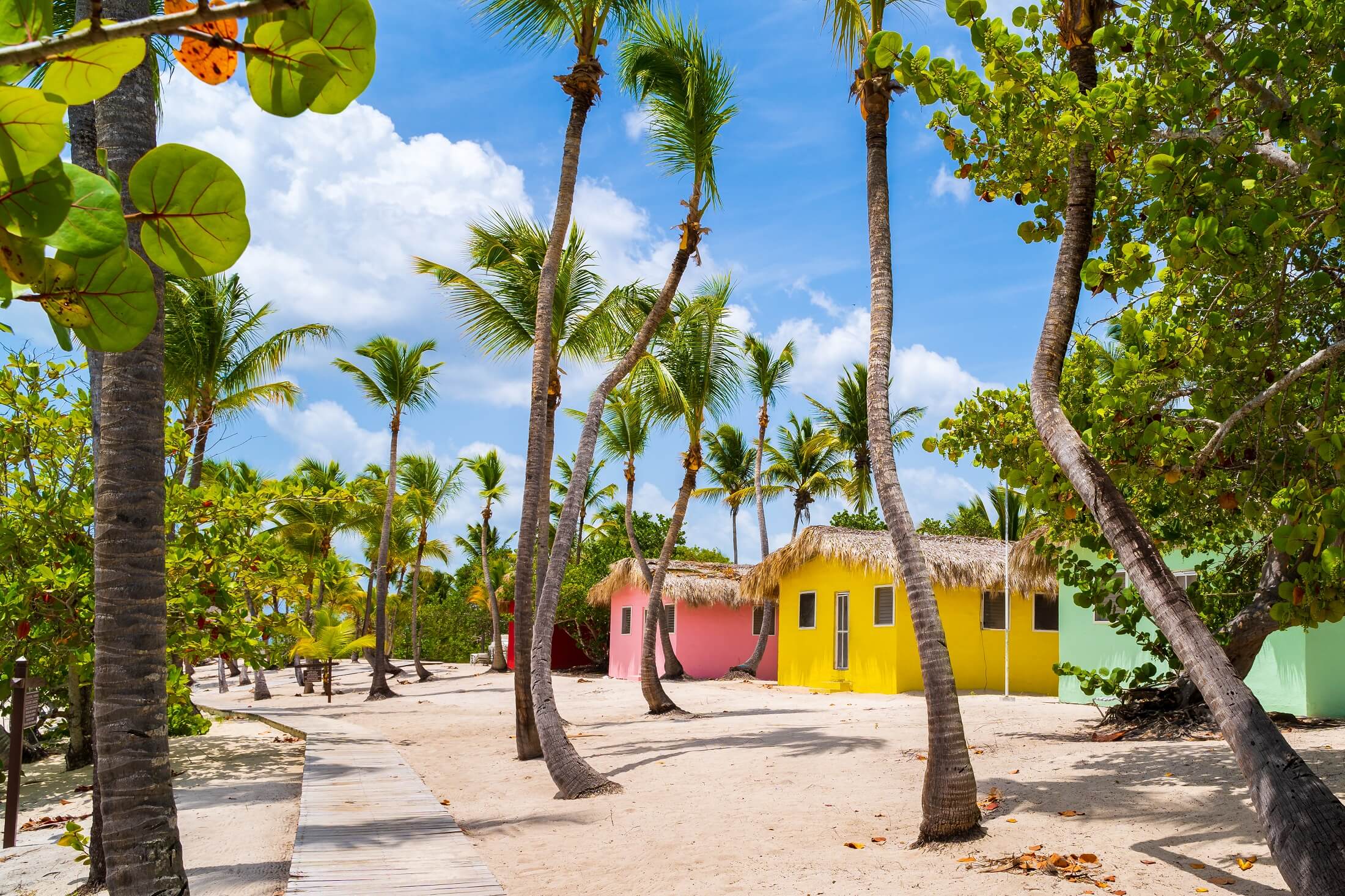 Colorful houses on Catalina beach, dominican republic