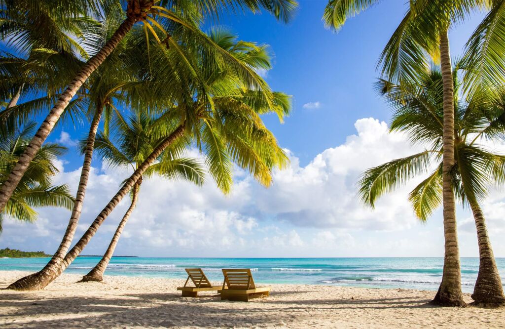 Piękna karaibska plaża na wyspie Saona, Dominikana
