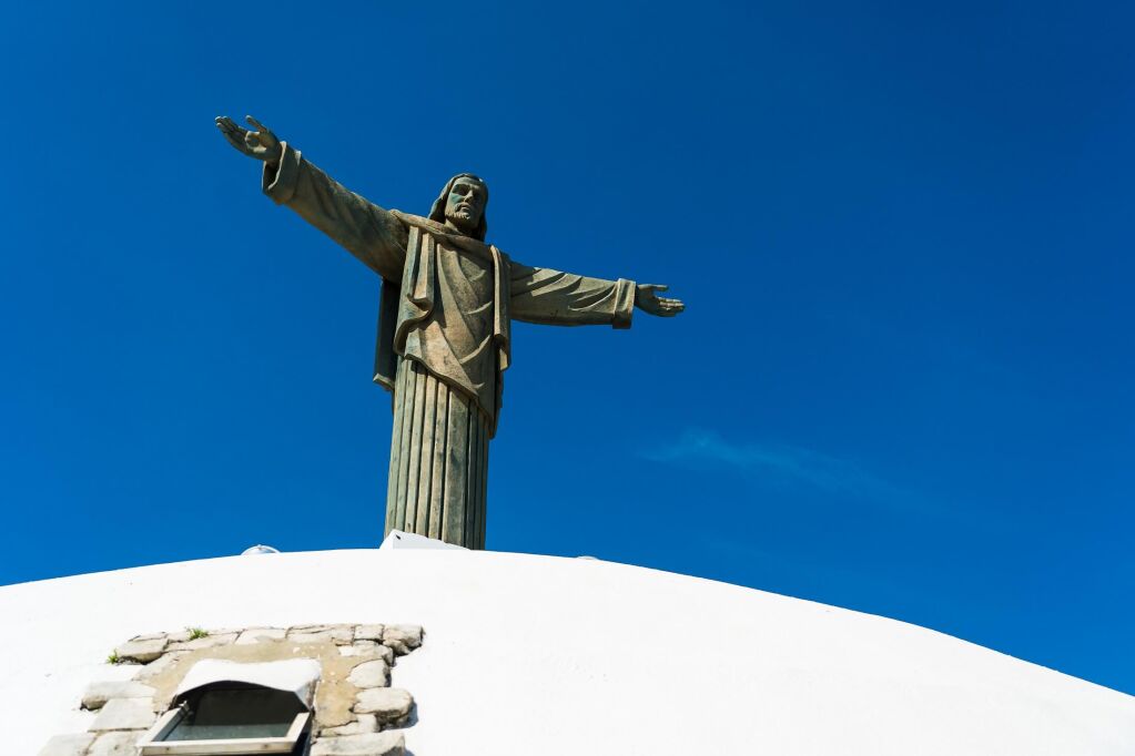 A closeup of Jesus statue at the top of Mount Isabel de Torres in Puerto Plata, Dominican Republic