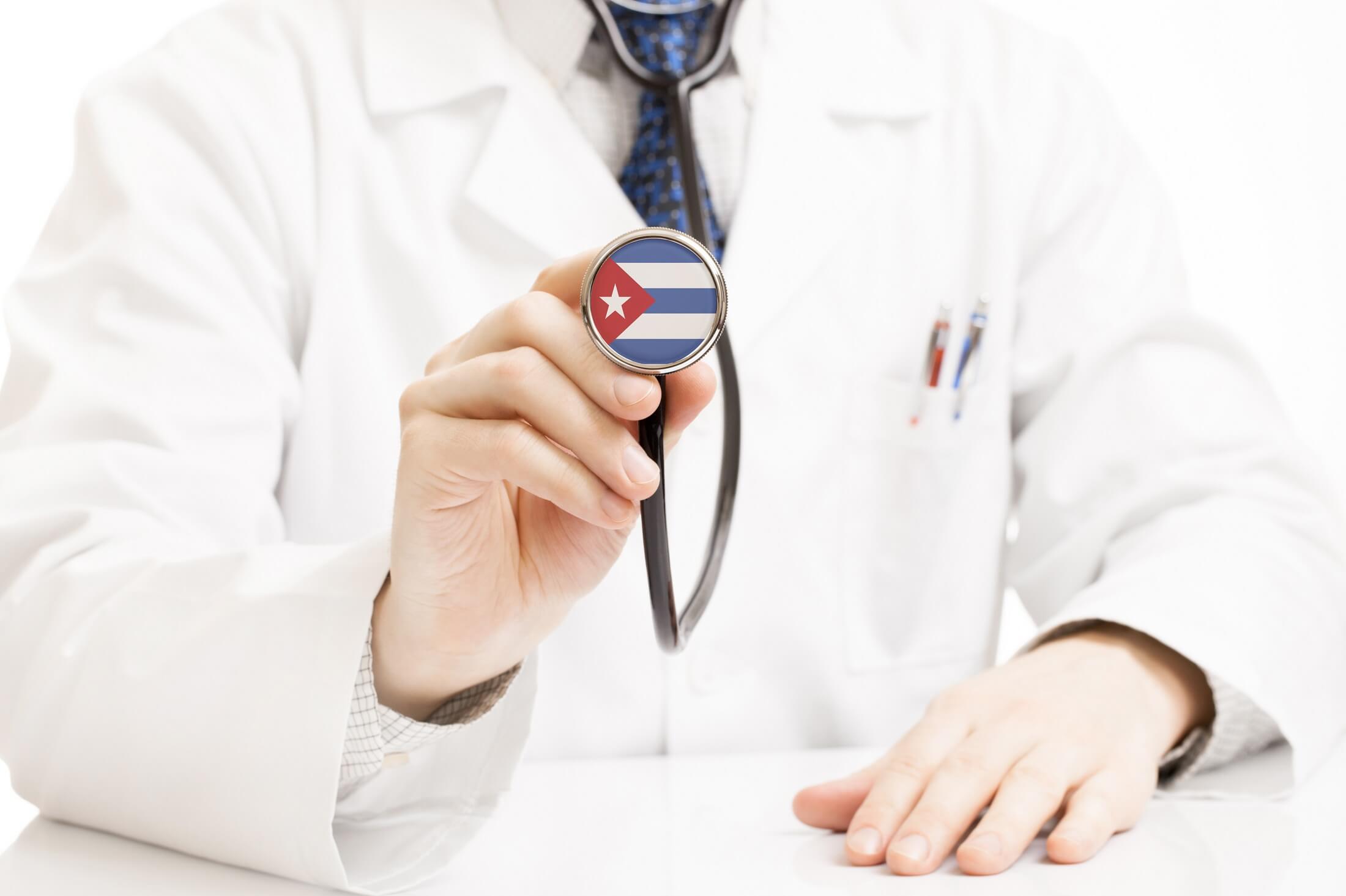 Doctor holding stethoscope with flag series - Cuba