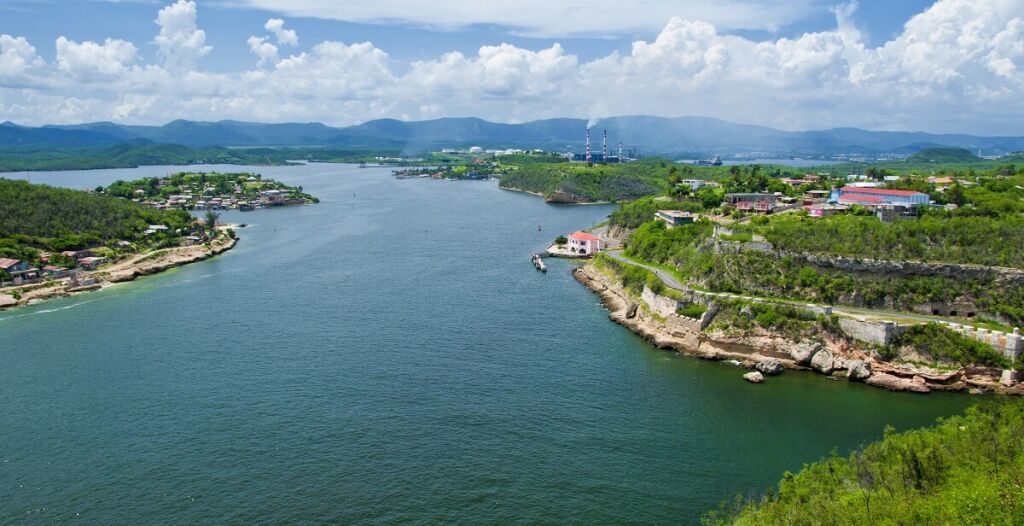 Panoramic view of Santiago de Cuba bay entrance