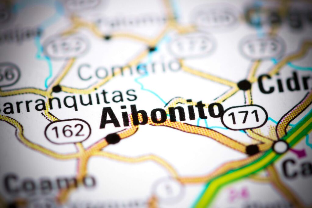 Aibonito. Puerto Rico on a map