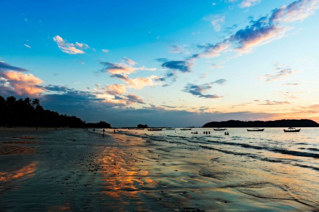 Sunset on Ngnapali beach, Thandwe, Myanmar