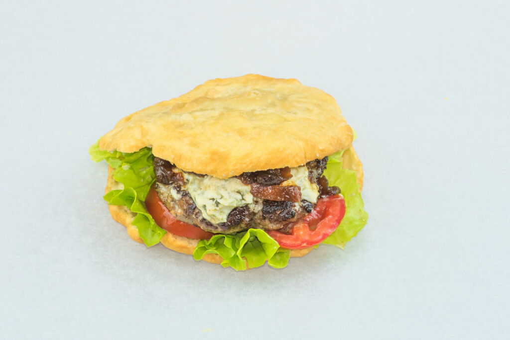 African style burger with Beef and goat cheese