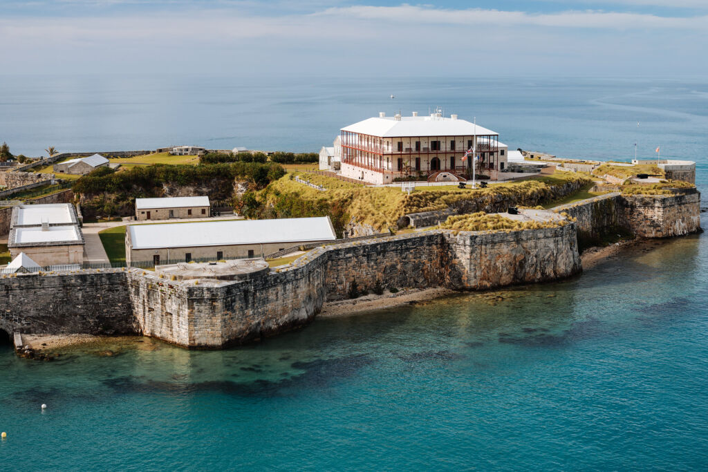 View of Royal Naval Dockyard, King's Wharf, Bermuda.Tourism concept.