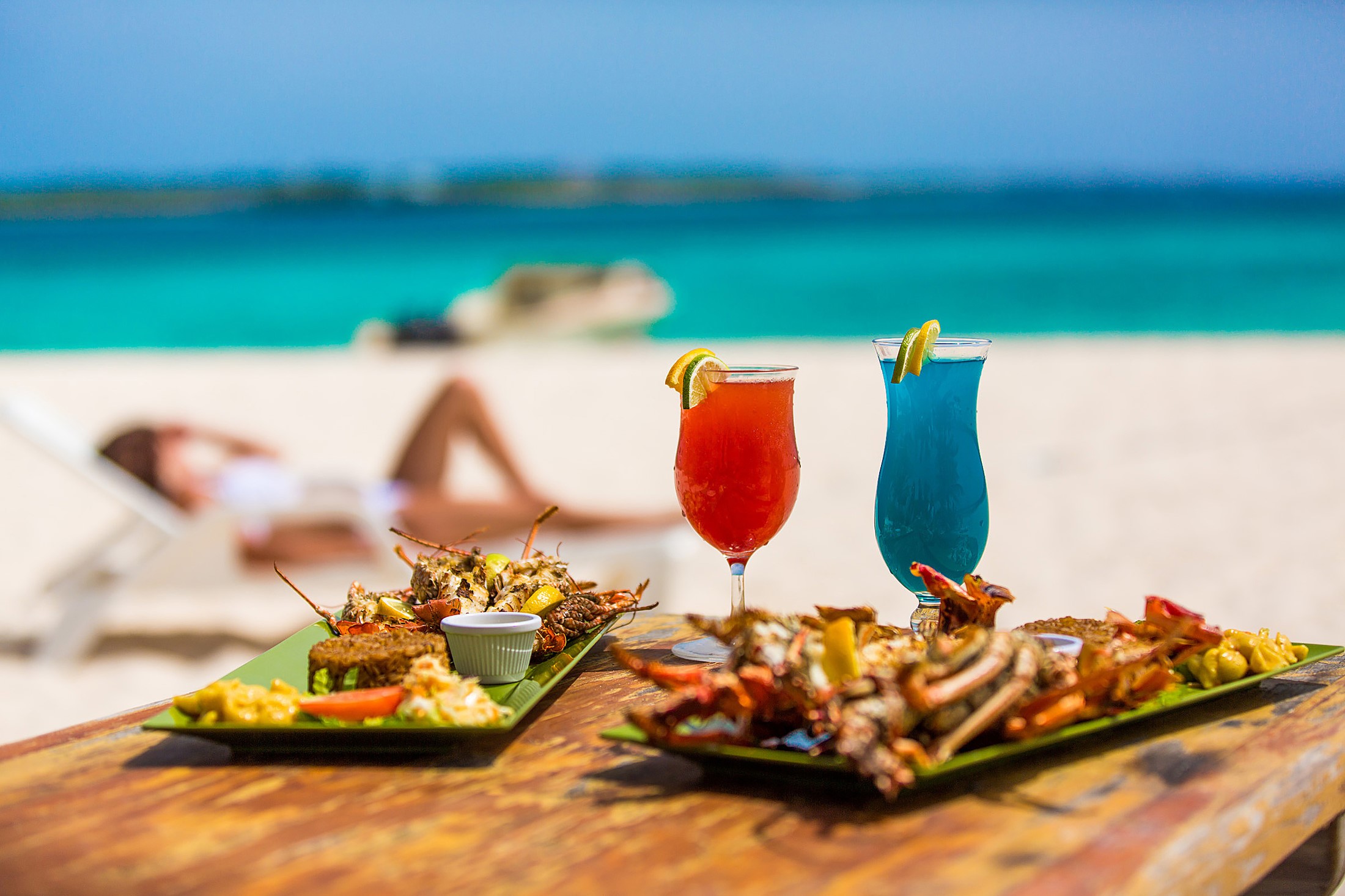Jedzenie na karaibskiej plaży